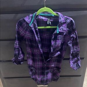 Garage Purple and Black Plaid Shirt